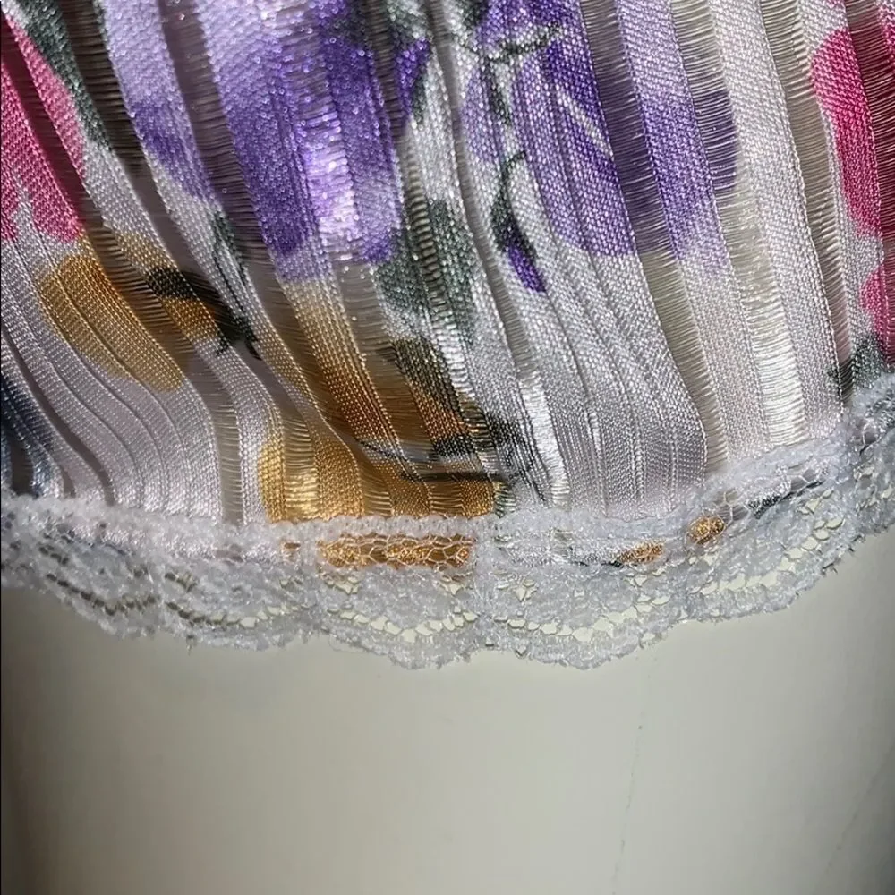 Large‎ Floral Print satin lace slip dress. Size small